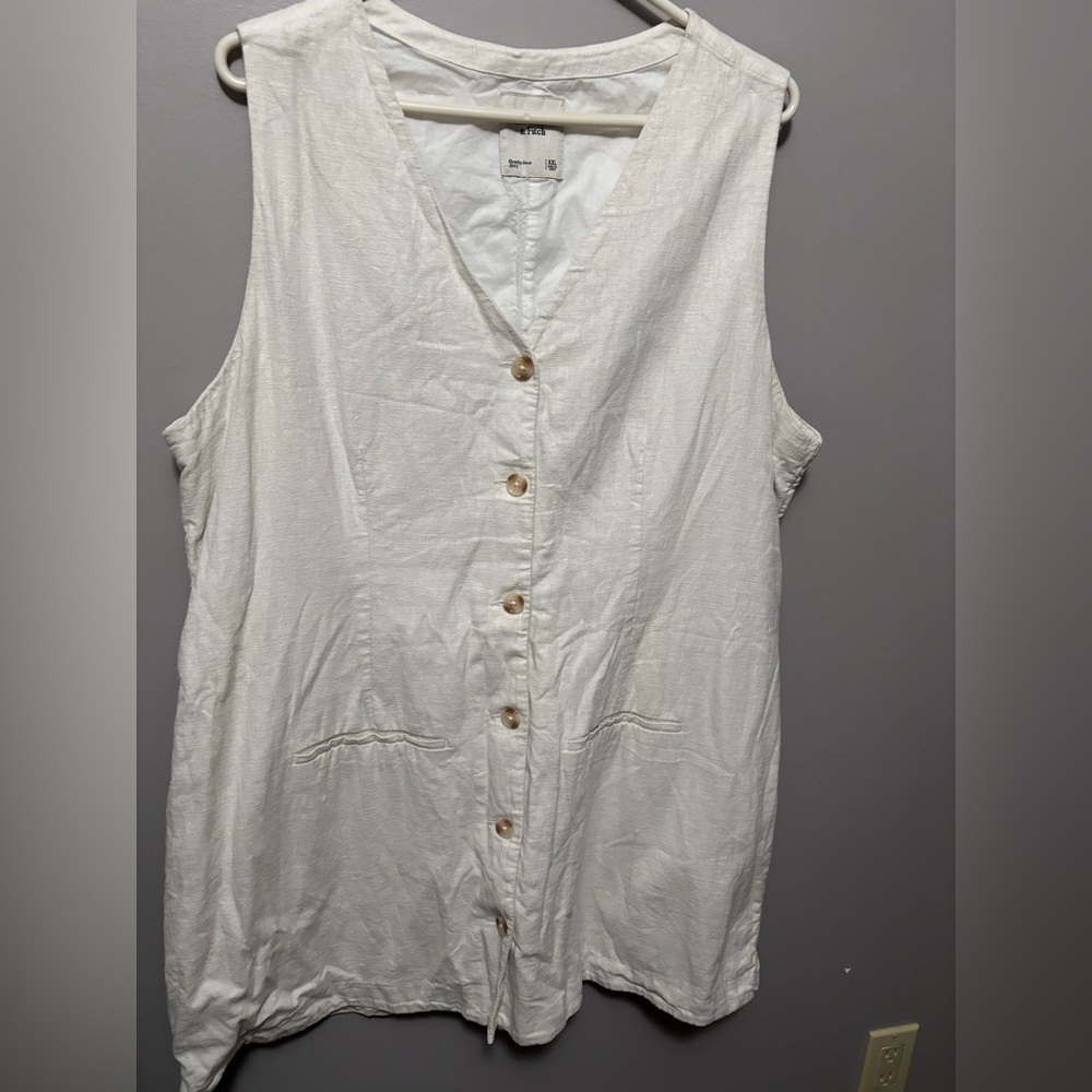 Abercrombie & Fitch Cream Button-Front Sleeveless Mini Dress